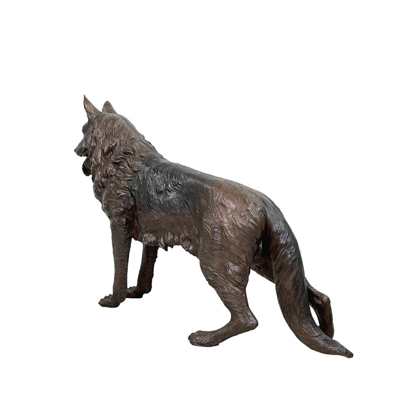 Dog German Shepherd Bronze Garden Statue