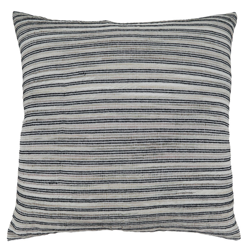 Ginevra Black and White Striped Cotton Blend Square Throw Pillow