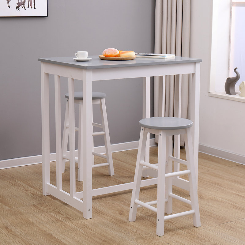 Gibrilla 2 - Person Pine Solid Wood Dining Set, Grey, Grey