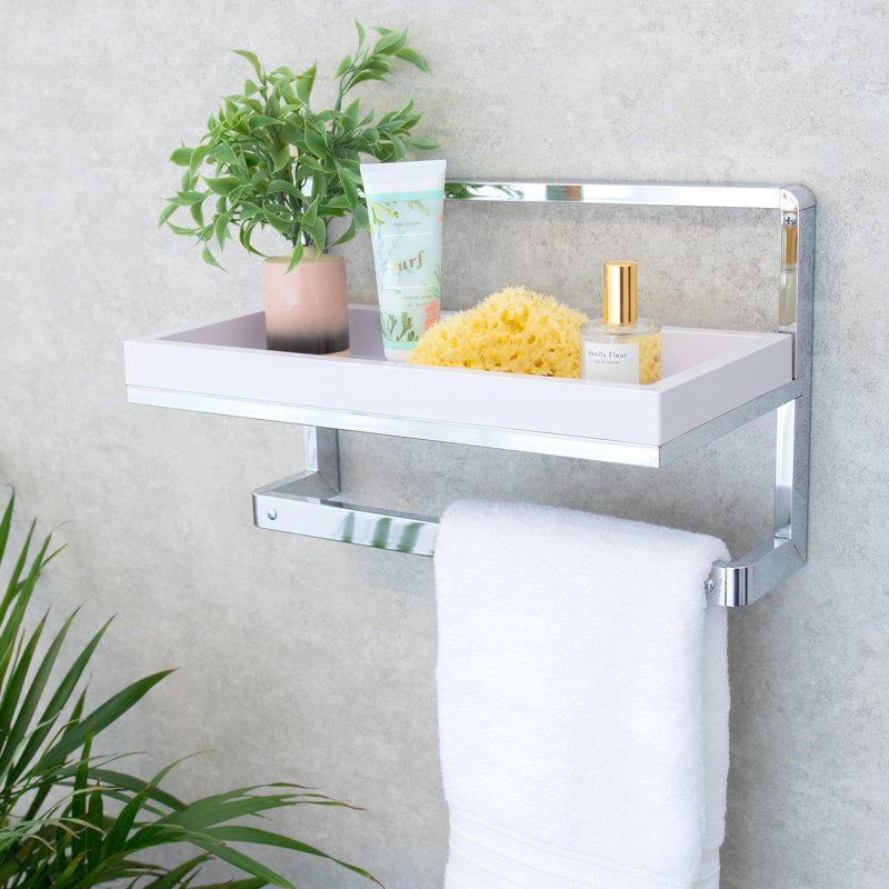 Khari Bathroom Wall Shelf with Removable Tray & Towel Bar