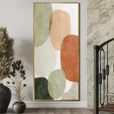 Orange Minimalism With Simple Shapes Of Green - Minimalism Wall Art, Orange Minimalist Canvas Print