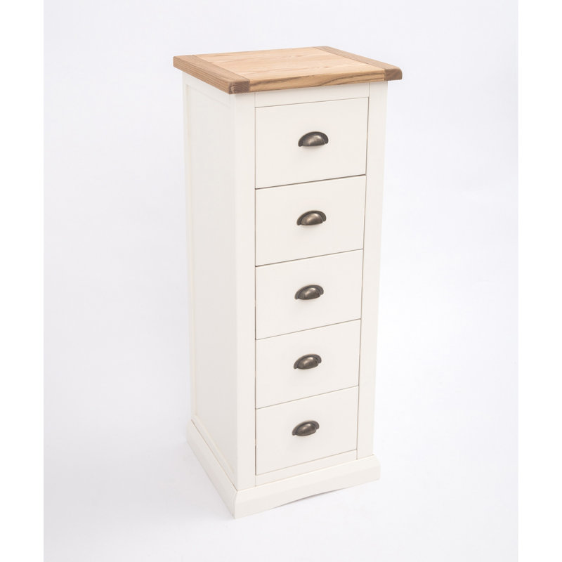 45 cm W Chest of 5 Drawers, Off White