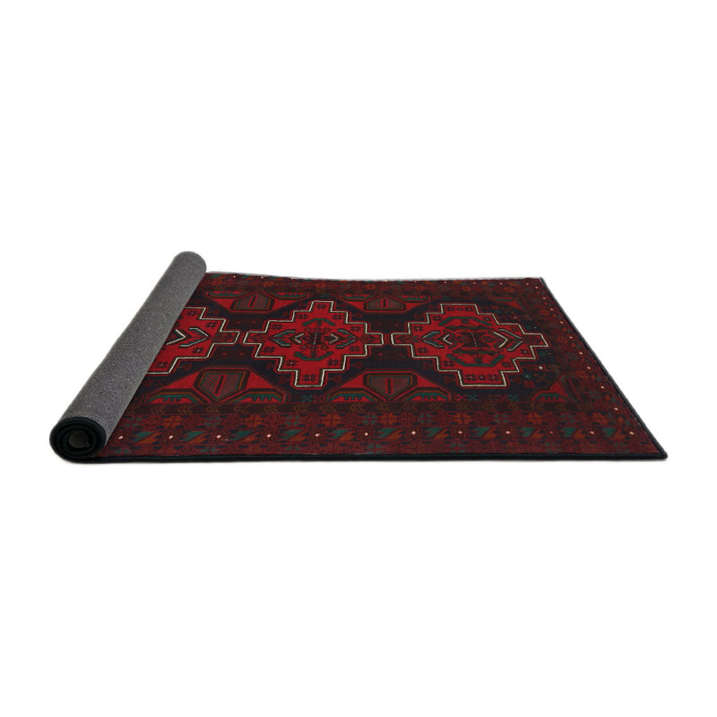 Tapis traditionnel mehroon/noir/crème Sirretta, Rond 5 pi