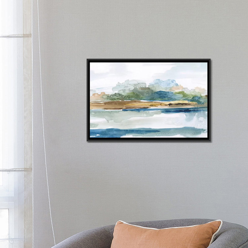 «Blue Solace», impression sur toile, H 18 po x l 26 po x P 1,5 po, Toile avec cadre noir, Pas de tapis