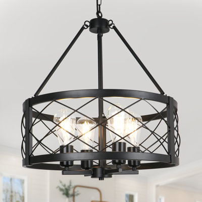 Lustre de ferme à tambour 4 lumières 17,72 po Dodson
