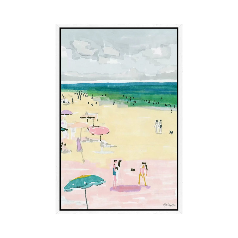 Beach Days II - Painting on Canvas, 66.04cm H x 45.72cm W x 3.81cm D, White Floater Framed