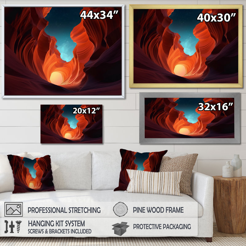 Magical Lower Canyon II sur impression sur toile, Cadre flottant doré, H 30 po x l 40 po x P 1,5 po