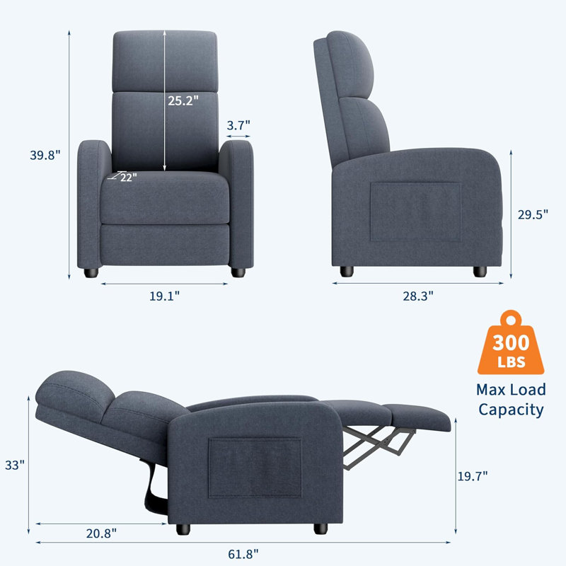Upholstered Accent Chair, Blue