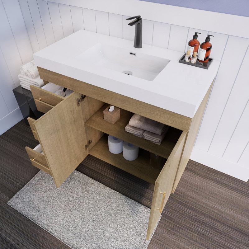 Ensemble de meuble-lavabo simple 42 po Luleya Spring, Chêne blanc