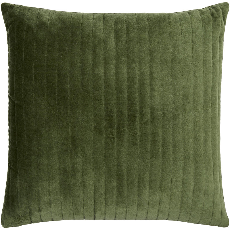 Coussin en coton Beyerne, 18 po x 18 po, Duvet, Vert moyen