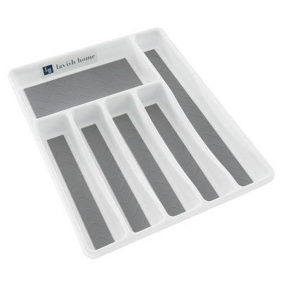 Plateau à couverts Lavish Home pour tiroir, avec 6 compartiments et plateau antidérapant pour ustensiles - Idéal pour les ustensiles de cuisine, les fournitures de bureau et les produits de maquillage.