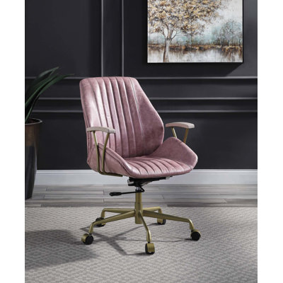Chaise de bureau de style rétro, matériau en cuir, structure en métal, conception pivotante et réglable en hauteur