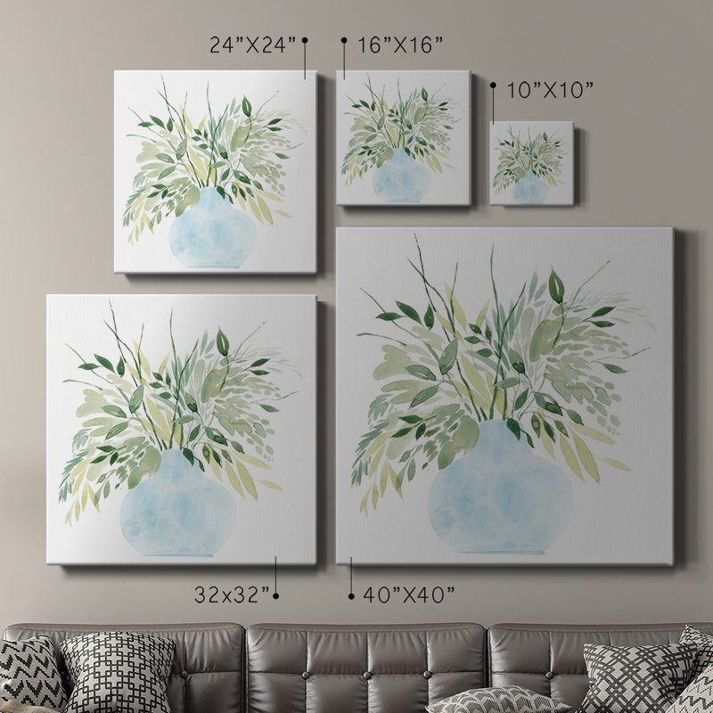 Greenery Bouquet II - Toile tendue avec châssis de qualité supérieure - prête à être accrochée