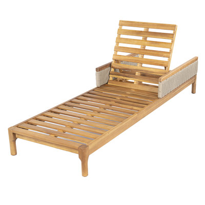Plateforme, relaxation près de la piscine, coussin naturel + beige | 76,8 po x 26,0 po x 15,2 po | Bois d'acacia, polyester, osier | 1 pièce | Beige | Avec coussins de confort