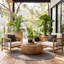 Ensemble de 2 chaises longues Modern Patio, corde en bois d'acacia, coussins beiges