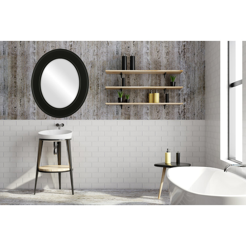 Wirksworth Oval Mirror, 29" H x 23" W, Matte Black