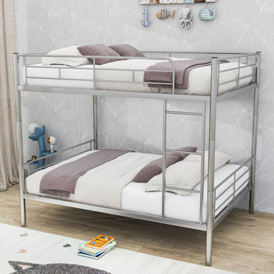 Metal Bunk Bed With Durable Ladder And Convertible Design
