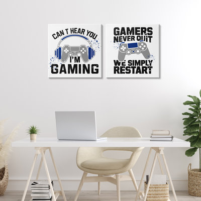 Ensemble de 2 toiles Gamer, phrases par Kim Allen