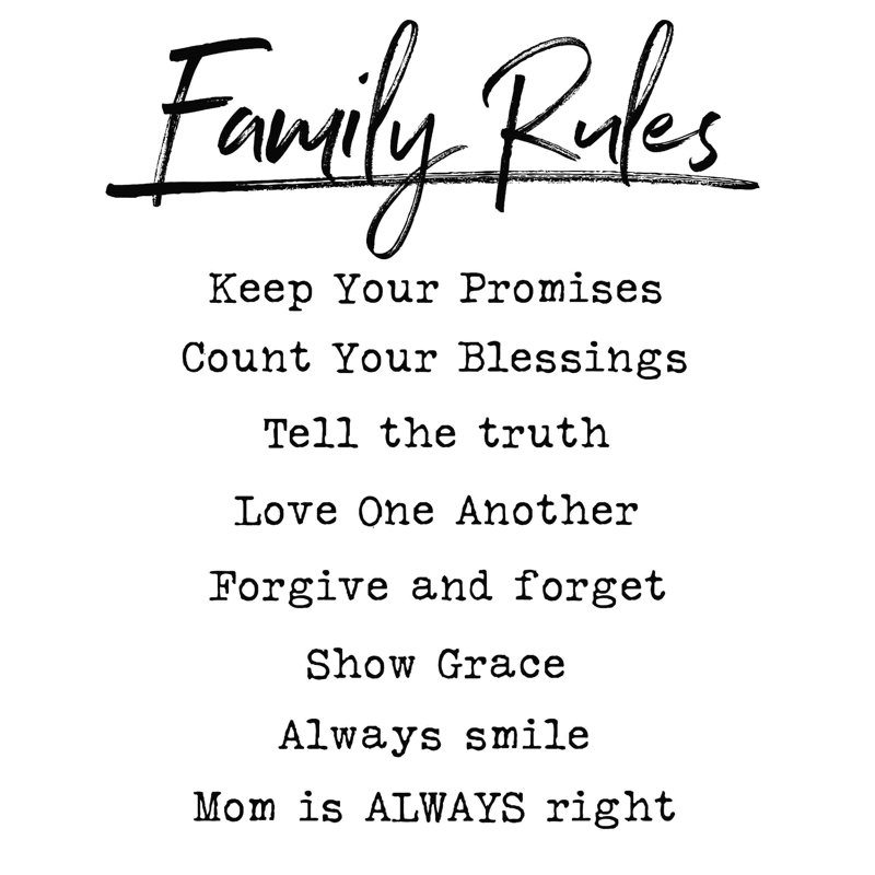 «Family Rules Faith», H 12 po x l 12 po