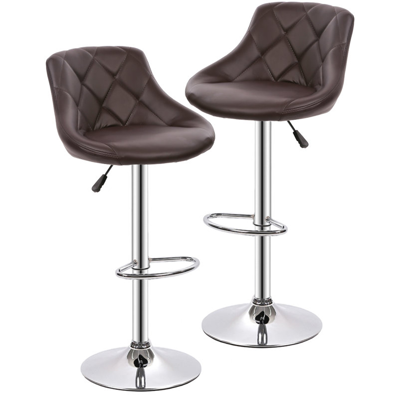 Noaelle Swivel Upholstered Adjustable Height Counter Stool with Metal Frame, Brow