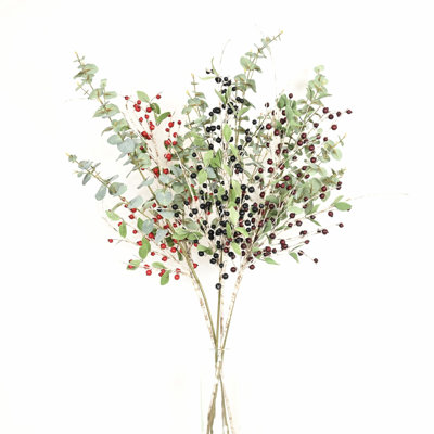 40" Artificial Eucalyptus Berry Birch Branch For Vase Filler, Farmhouse Greenery Foliage Long Stem Floral Bulk Bouquet For Wedding Christmas Day Party Home Office Table Centerpiece Shelf Decorations