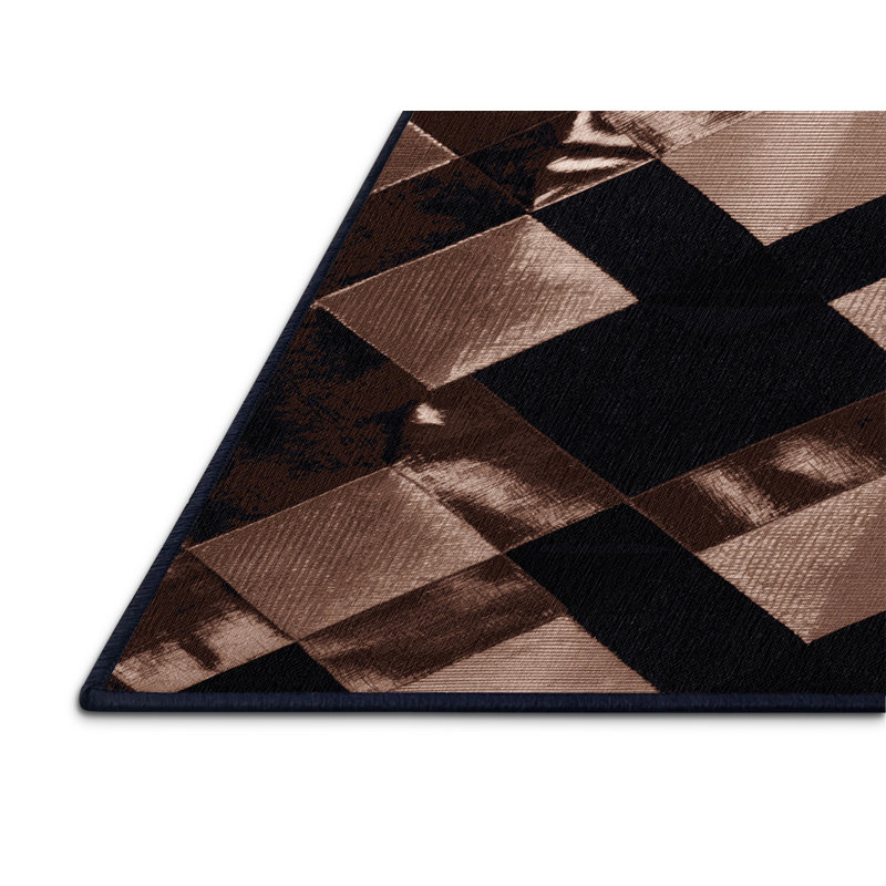 Tapis damier noir lavable à la machine, Rectangle 6 pi x 9 pi