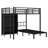 Full XL Over Twin Metal Bunk Bed With Folding Desk, Closet With LED ,Space-Saving/Noise Reduced, Black