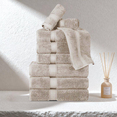 Egyptian Cotton Plush Heavyweight Absorbent 9 Piece Bathroom Towel Set