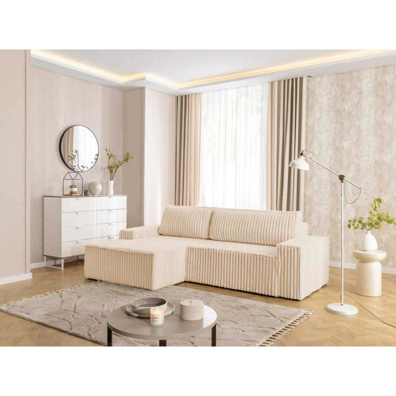 Rivio 4 Seater Boucle Corner Sofa with Storage, Left-Hand Facing, Light Beige
