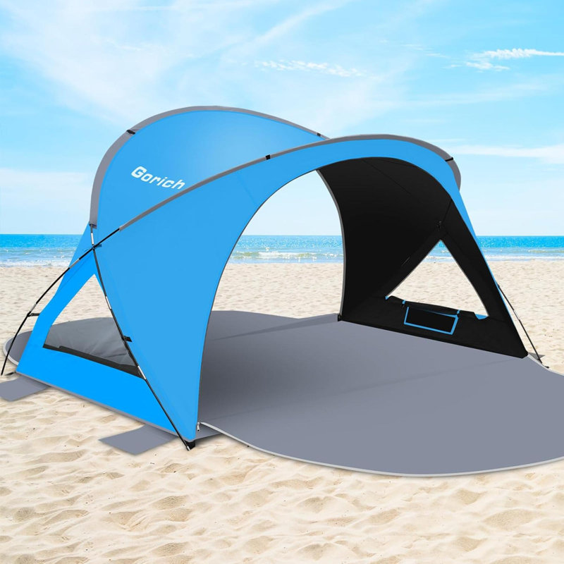 Abri de soleil pour tente de plage avec protection UV pour parasol léger et portable, Bleu