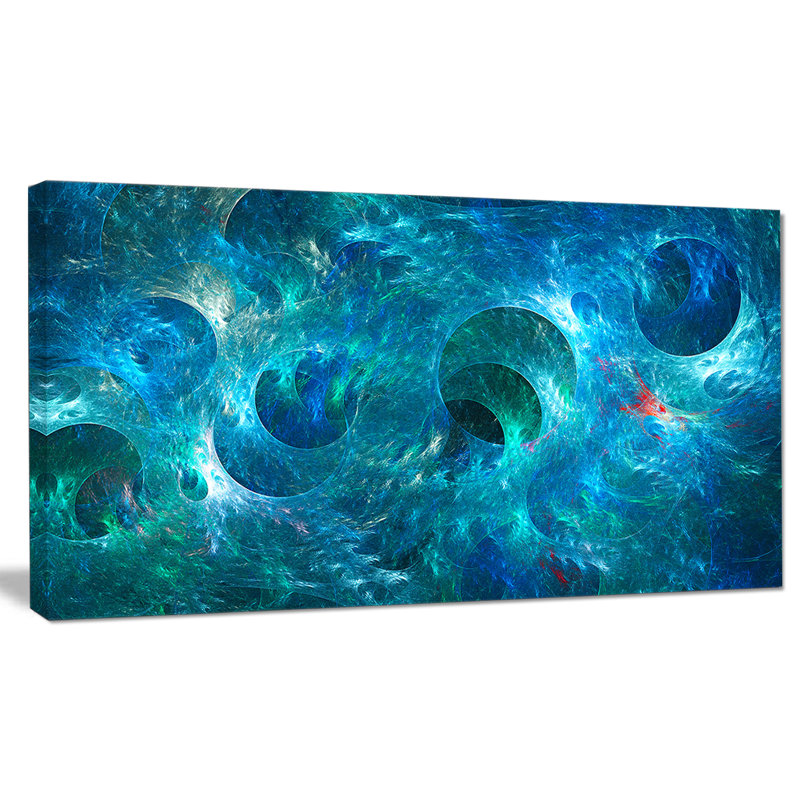 « blue cercles texture fractale », impression sur toile tendue, H 16 po x l 32 po x P 1 po