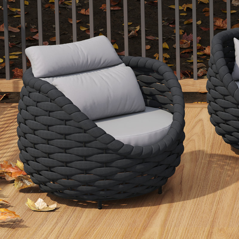 Chaise de patio avec coussins Jio, Gris clair, Gris foncé