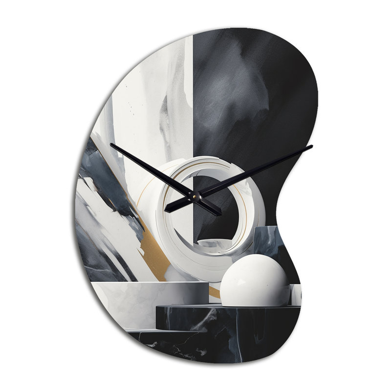 Abstract Marble Shapes II - Horloge murale asymétrique, Petit