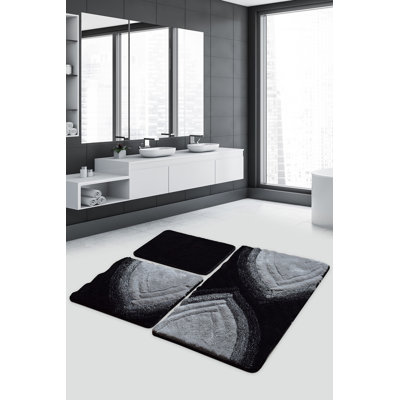 Premium Acrylic Bathmat Set (3 Pieces), Antibacterial Non-Slip, 15.8 x 23.6 inches, 19.7 x 23.6 inches, 23.6 x 39.4 inches | 100% Acrylic, 1.4 lbs/sq ft | Machine Washable, Soft & Durable for Bathroom Safety