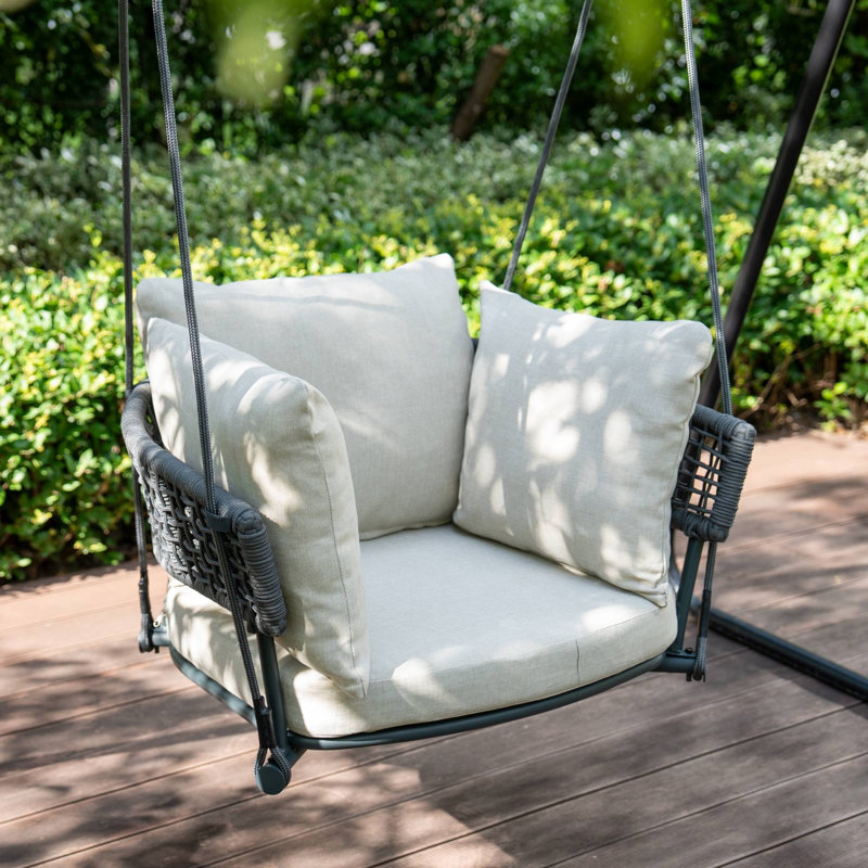 Balancelle suspendue pour l'intérieur et l'extérieur, balançoire extérieure avec coussins épais pour le patio, Beige