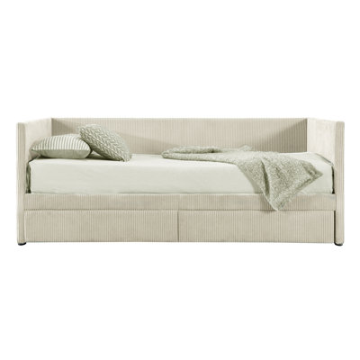 Twin Size Corduroy Daybed With Two Drawers And Wood Slat by Latitude Run