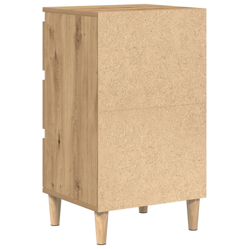 Bedside Cabinet Reclaimed Wood Medium Bedside Table, Artisan Oak