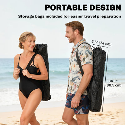 Set of 2 Reclining Camping Chair, Folding Camp Chair, Black