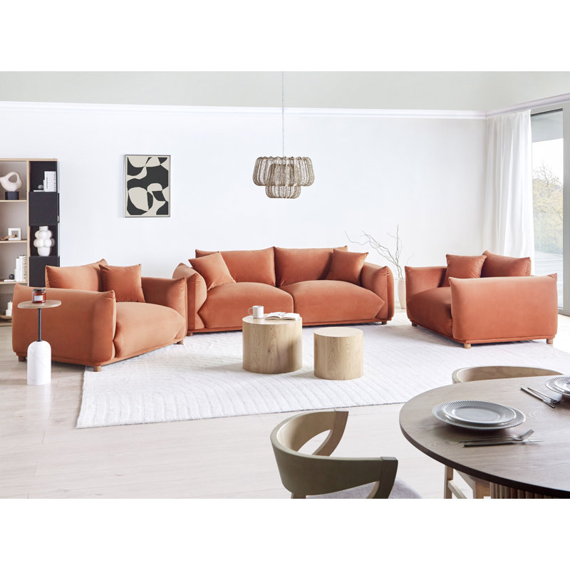 Living Room Set Alexias, Brown Velvet