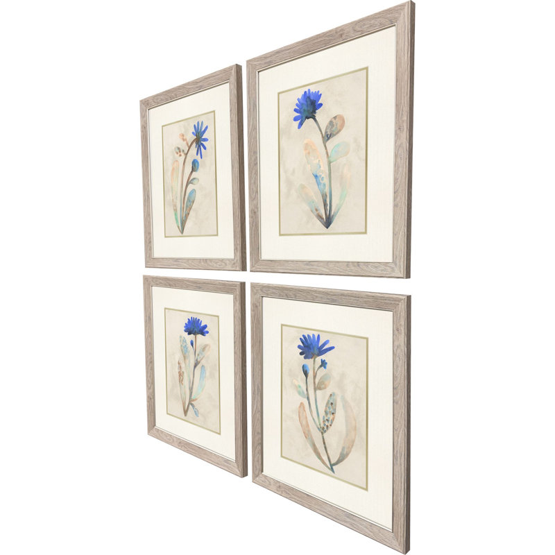 Blue Folk Garden Framed Art