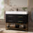 36" Artificial Stone Bathroom Vanity with Ceramic Sink, Modern Bathroom Sink Cabinet with Soft Close Drawers and Open Shelves, Free-standing Bathroom Vanity with Stainless Steel Legs and Large Space S