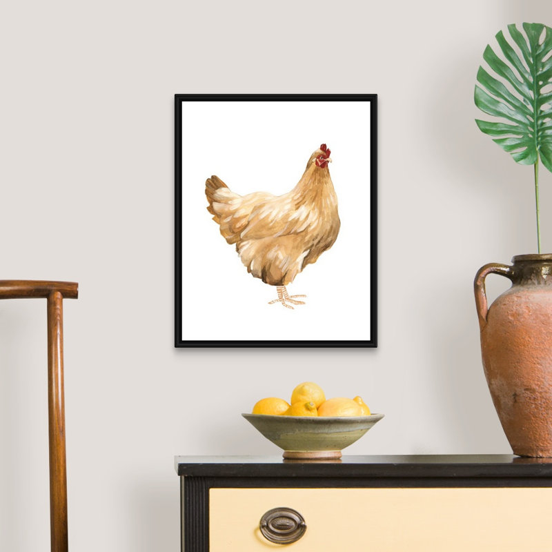 Impression sur toile, "Autumn Chicken I" par Emma Scarvey, Toile avec cadre noir, H 22 po x l 18 po x P 1,75 po