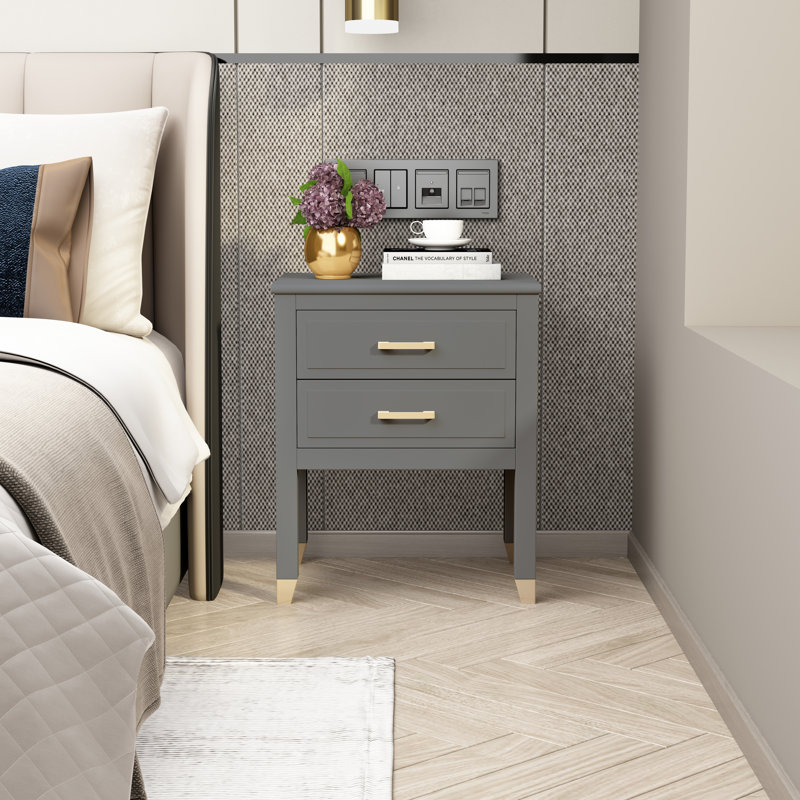 Cormac 50cm W Bedside Table, Grey