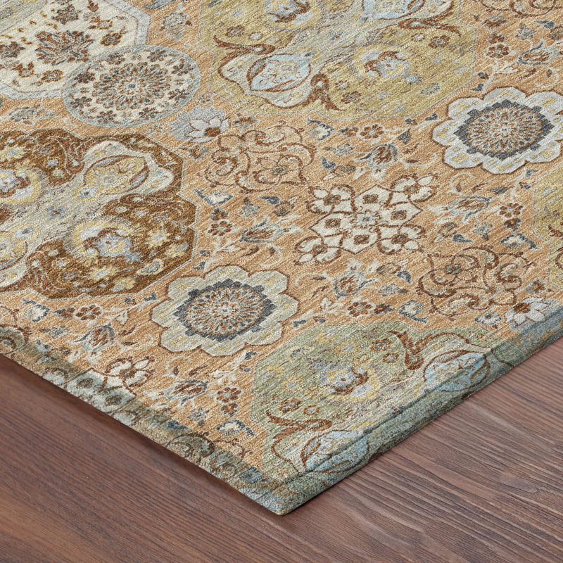 Tapis lavable à la machine intérieur / extérieur ACN2484, Cuivre, 10 pi x 14 pi