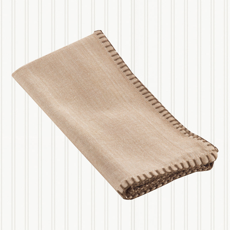 Ivara Whip Stitched Design 20" Cotton Napkin, Natural