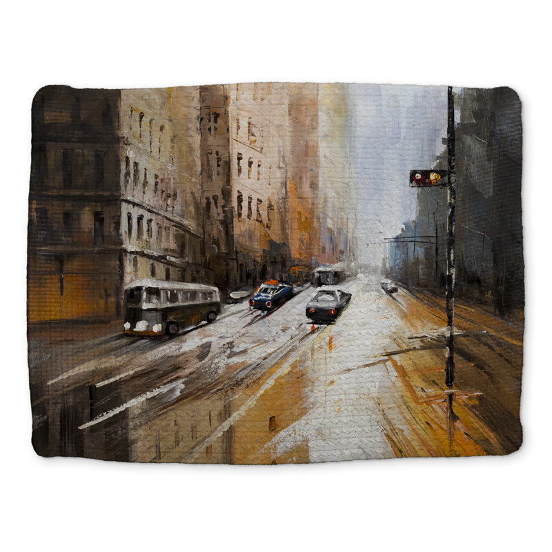 Abstract City Street Placemat - Brown Braided Polyester Decor