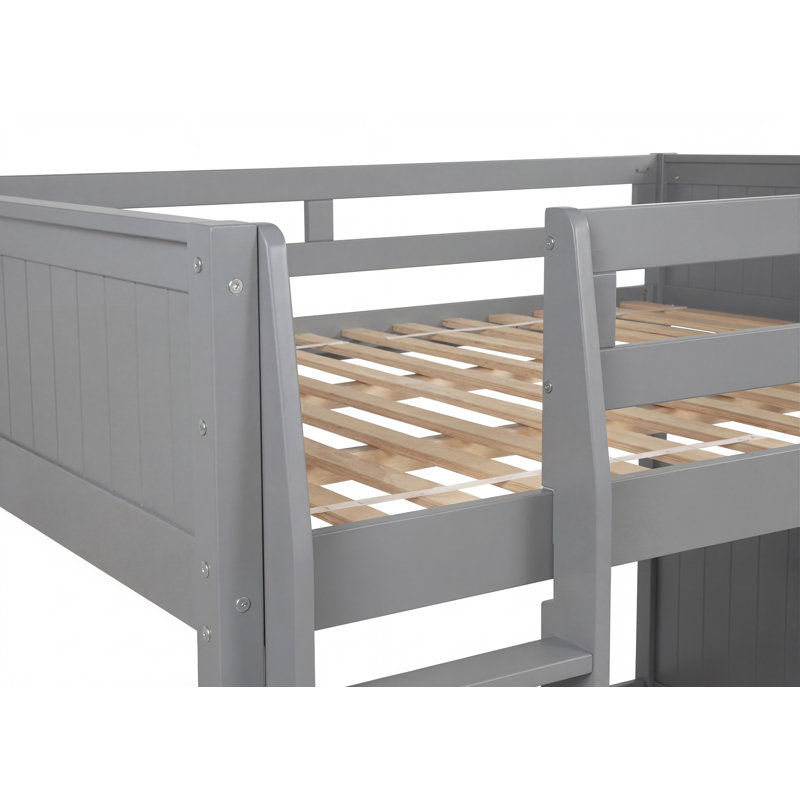 Lit superposé en bois Burkley, Gris