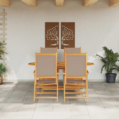4 - Person Wood Patio Dining Set with Round Table