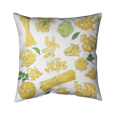 Various kind of pasta - 16"x16" Outdoors Throw pillow - Spun poly - Print on demand