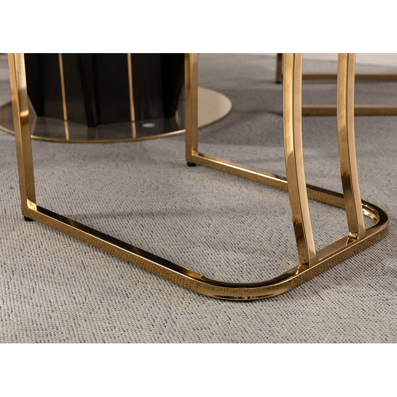 Alchamel Solid Back Side Chair, Gold, Beige